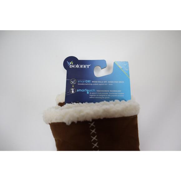 Isotoner Faux Suede Fur Lined Mittens with Smart‎ Touch - Picture 2 of 3